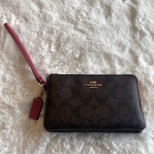 Brand new with tags Brown & Strawberry Double Zip Coin Wallet. Never used
